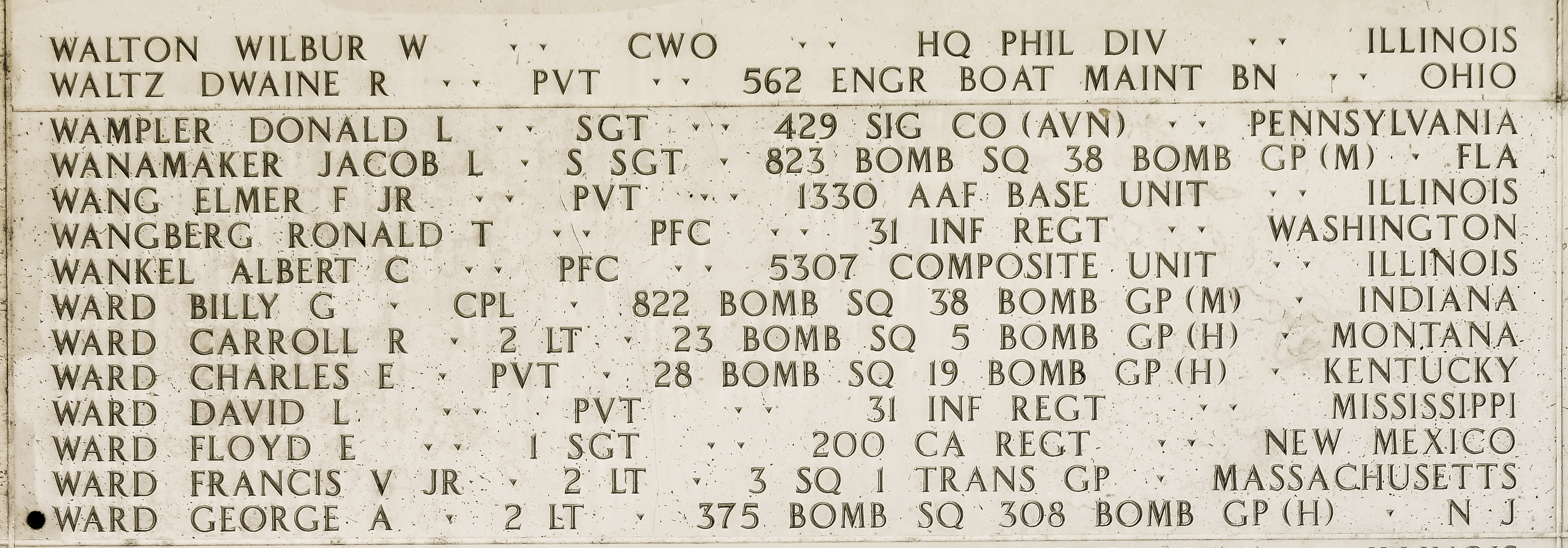 George A. Ward, Second Lieutenant